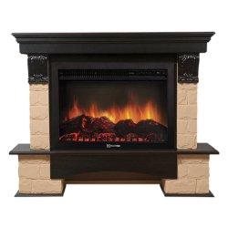 Каминокомплект Firelight Forte 30U угловой с очагом Electrolux EFP/P-3020LS камень бежевый/шпон темный дуб